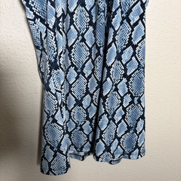 Michael Kors Blouse Women's Small Blue Snake Print Chain Tank Top Career - Picture 3 of 8